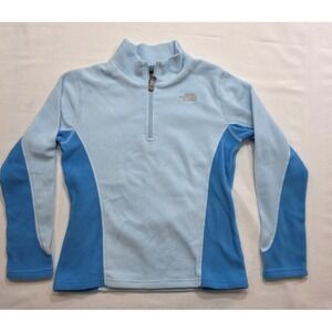 The North Face Glacier 2 Tone Blue 1/4 Zip Girl's Long Sleeve Jacket. Size 14/16